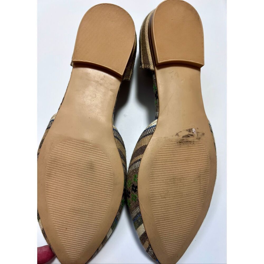 Isaac Mizrahi NY Flowers & Stripes Green / Tan Flats 8 - Picture 6 of 7